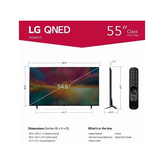 LG | Téléviseur intelligent webOS HDR DEL UHD 4K de 55 po de LG |55QNED75URA