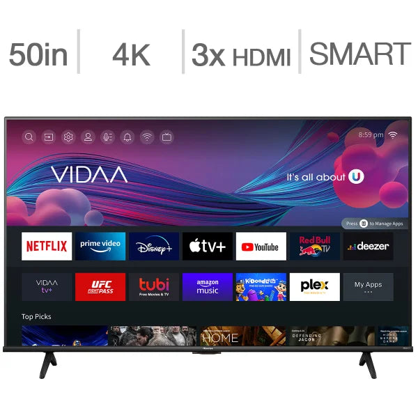Téléviseur VIDAA Ultra HD A6KV 4K 50'' pouces Série A6KV