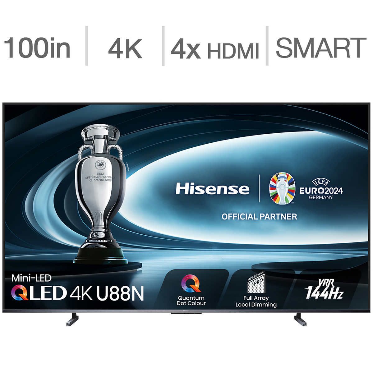 Hisense | Téléviseur Mini LED Pro QLED 4K de 100 pouces de la série U88N | 100U88N